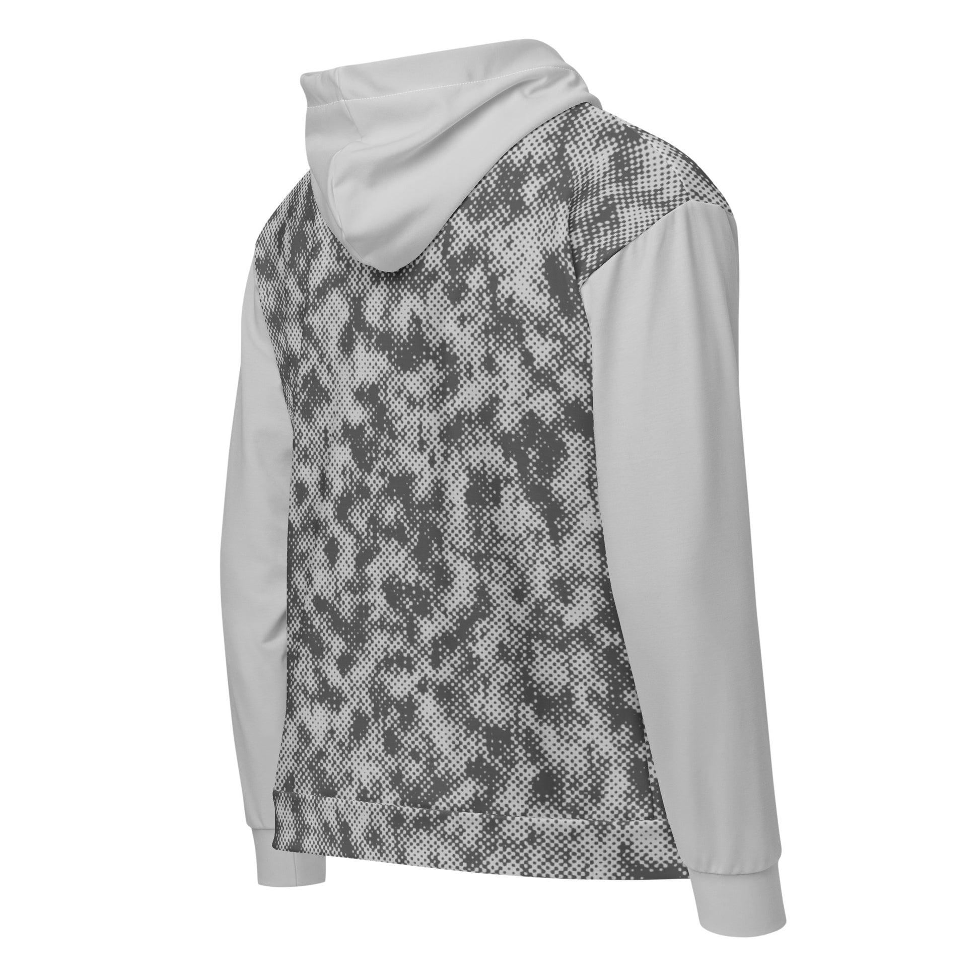 grey recycled zip hoodie all over print 