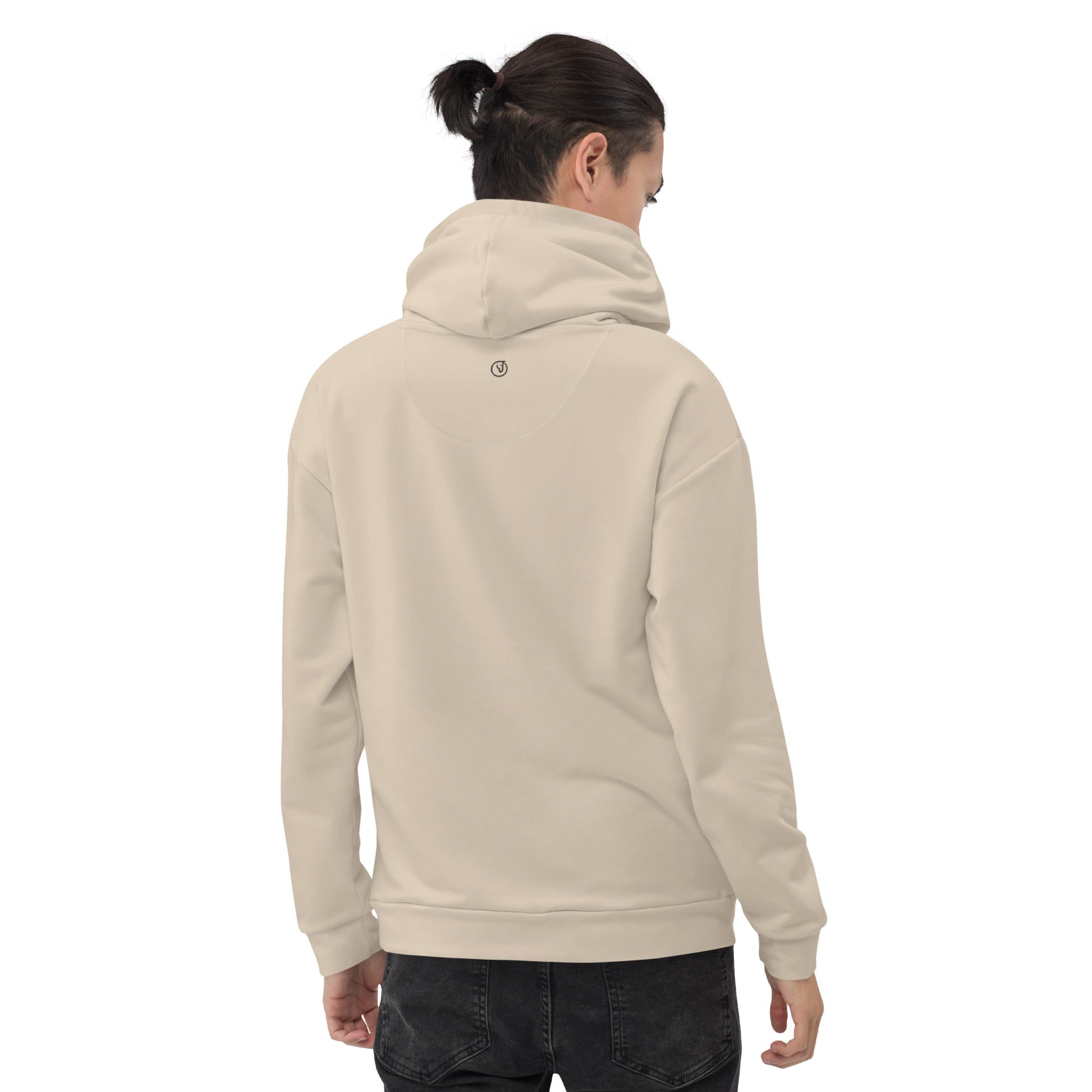 recycled all over print relaxed fit hoodie beige back