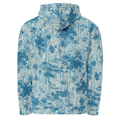 men's relaxed fit hoodie recycled all over print blue