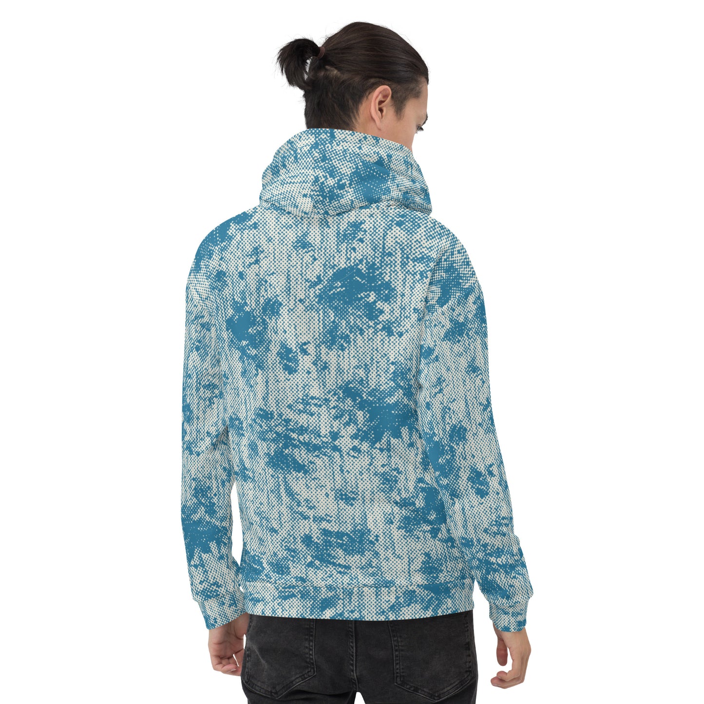 men's relaxed fit hoodie recycled all over print blue