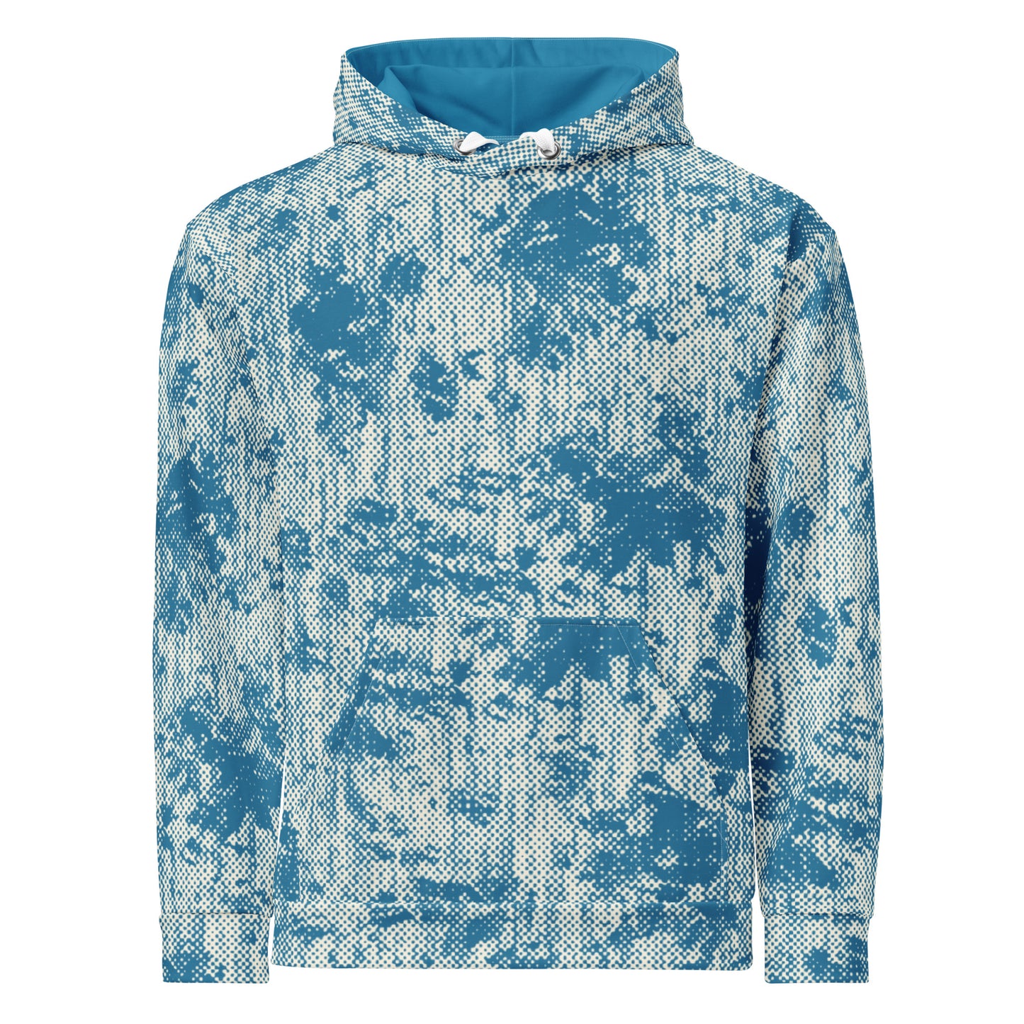 men's relaxed fit hoodie recycled all over print blue