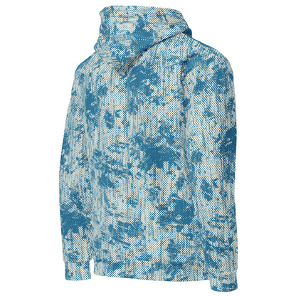 men's relaxed fit hoodie recycled all over print blue