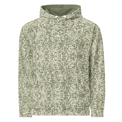 recycled all over print men's relaxed fit hoodie green front