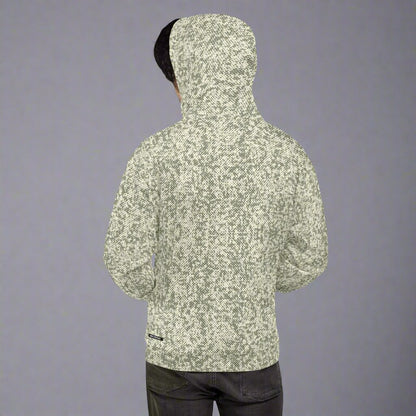 recycled all over print men's relaxed fit hoodie green back