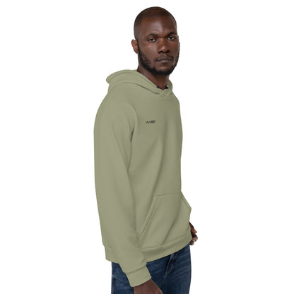 recycled all over print olive green men's relaxed fit hoodie right