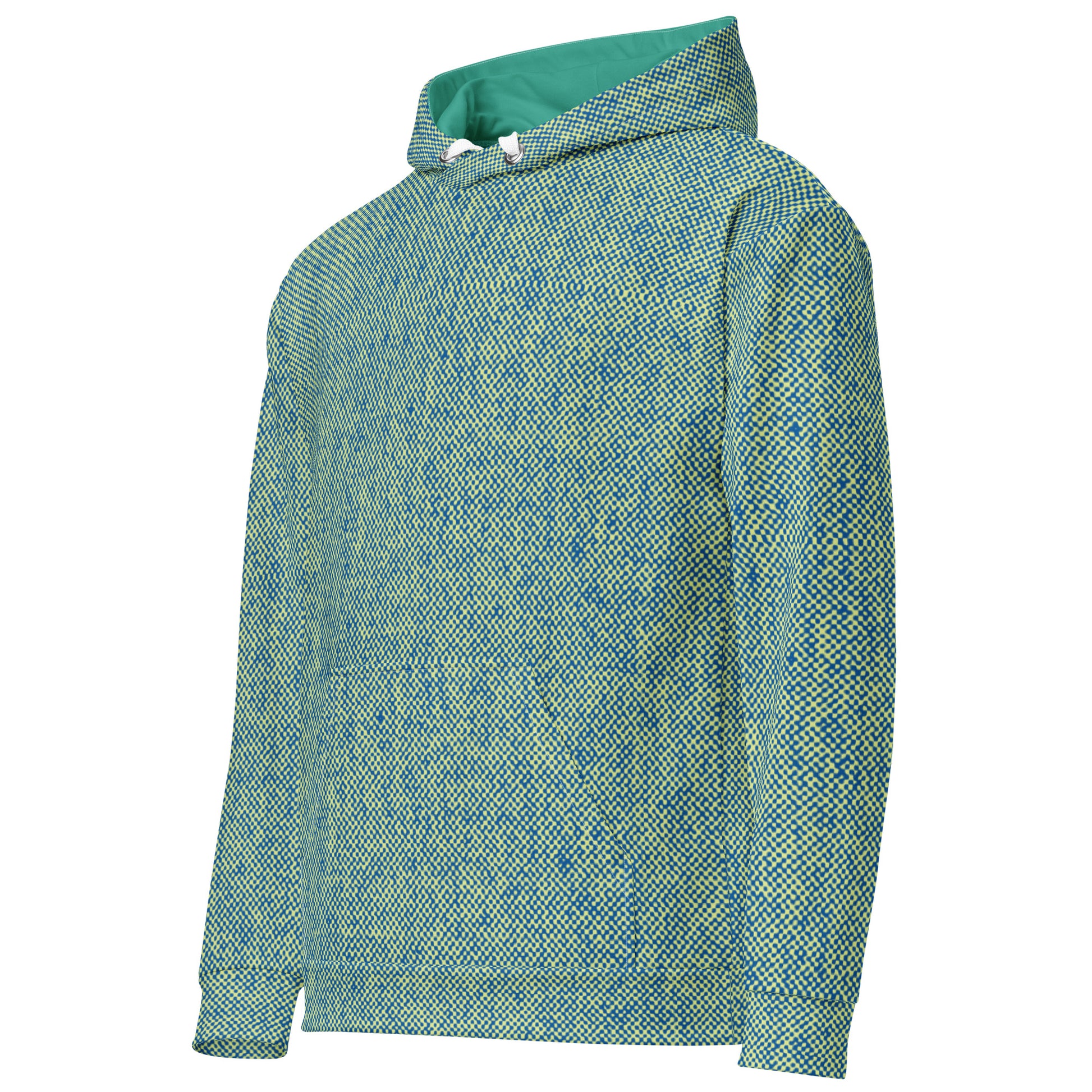 men's relaxed fit hoodie recycled all over print green left front 