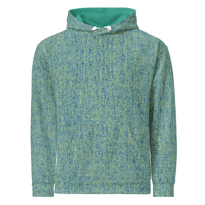 men's relaxed fit hoodie recycled all over print green front 