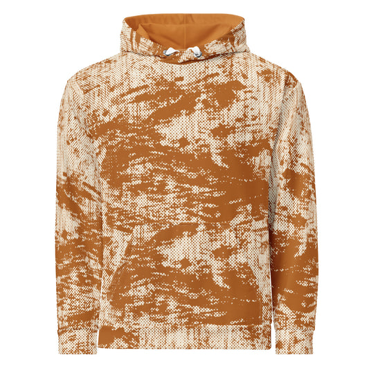 men's relaxed fit hoodie recycled all over print abstract orange