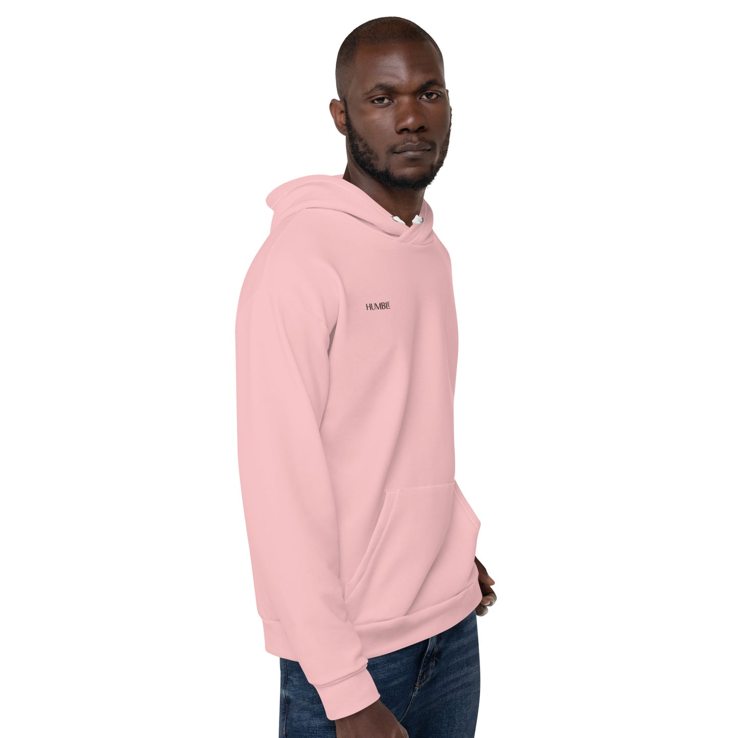 recycled all over print men's relaxed fit hoodie pink right