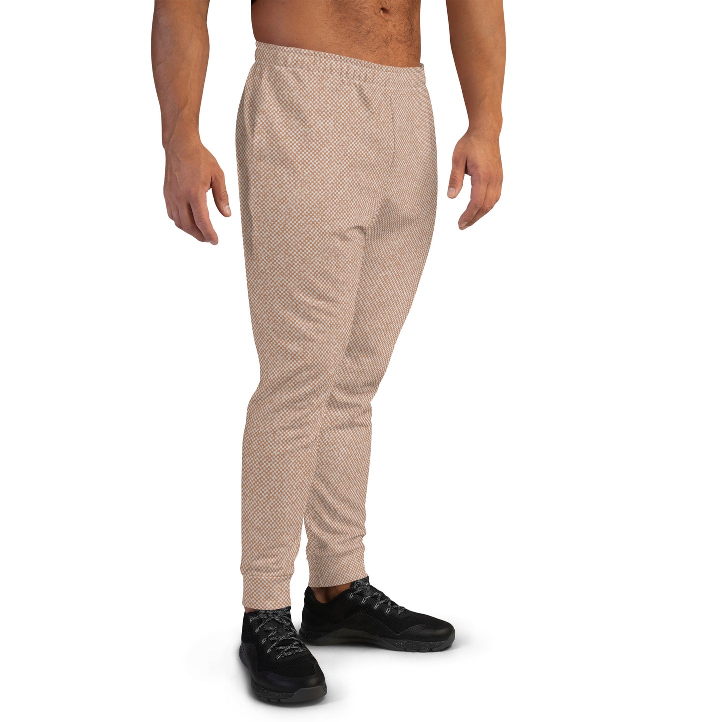 men's recycled slim fit joggers recycled all over print beige right