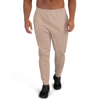 men's recycled slim fit joggers recycled all over print beige front 