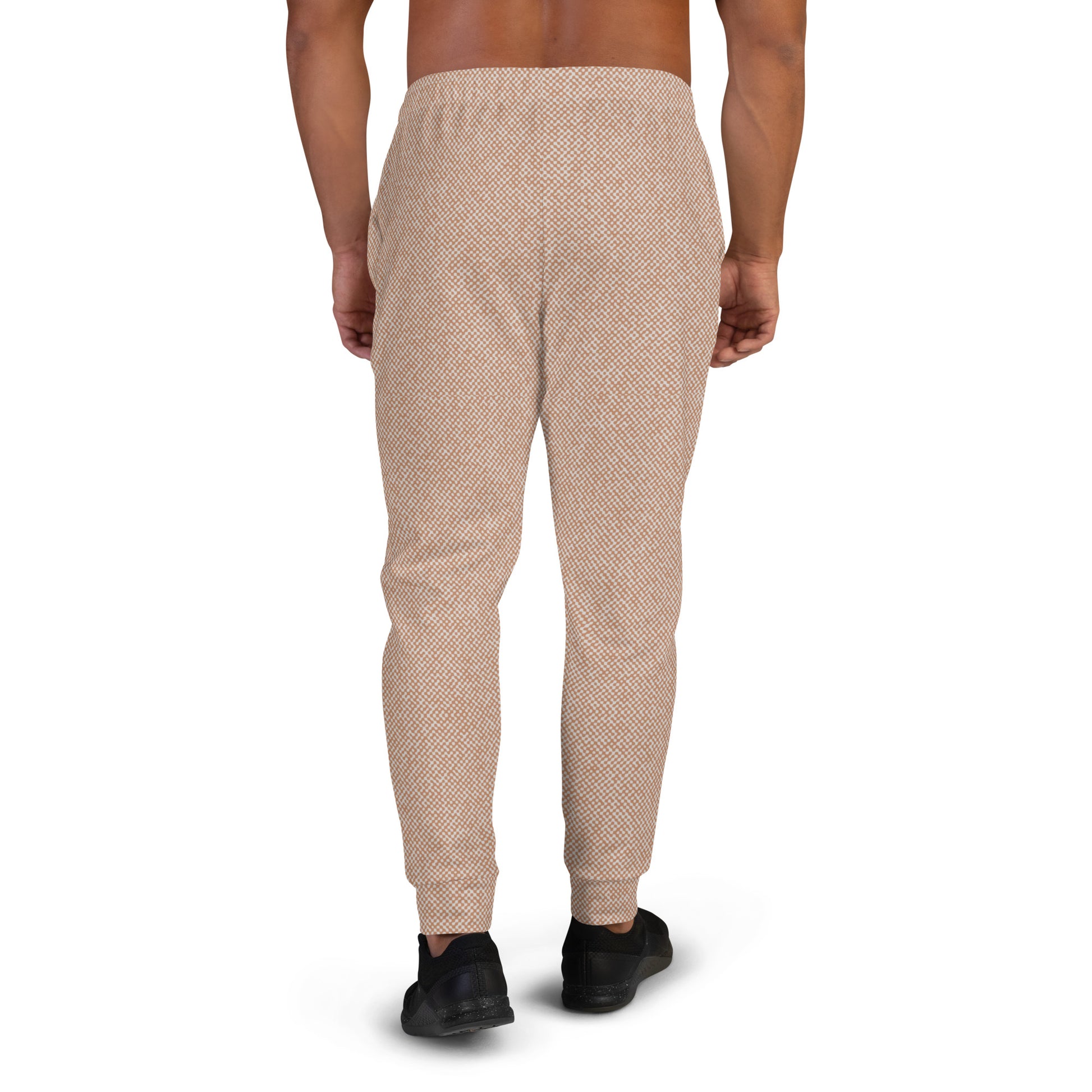 men's recycled slim fit joggers recycled all over print beige back