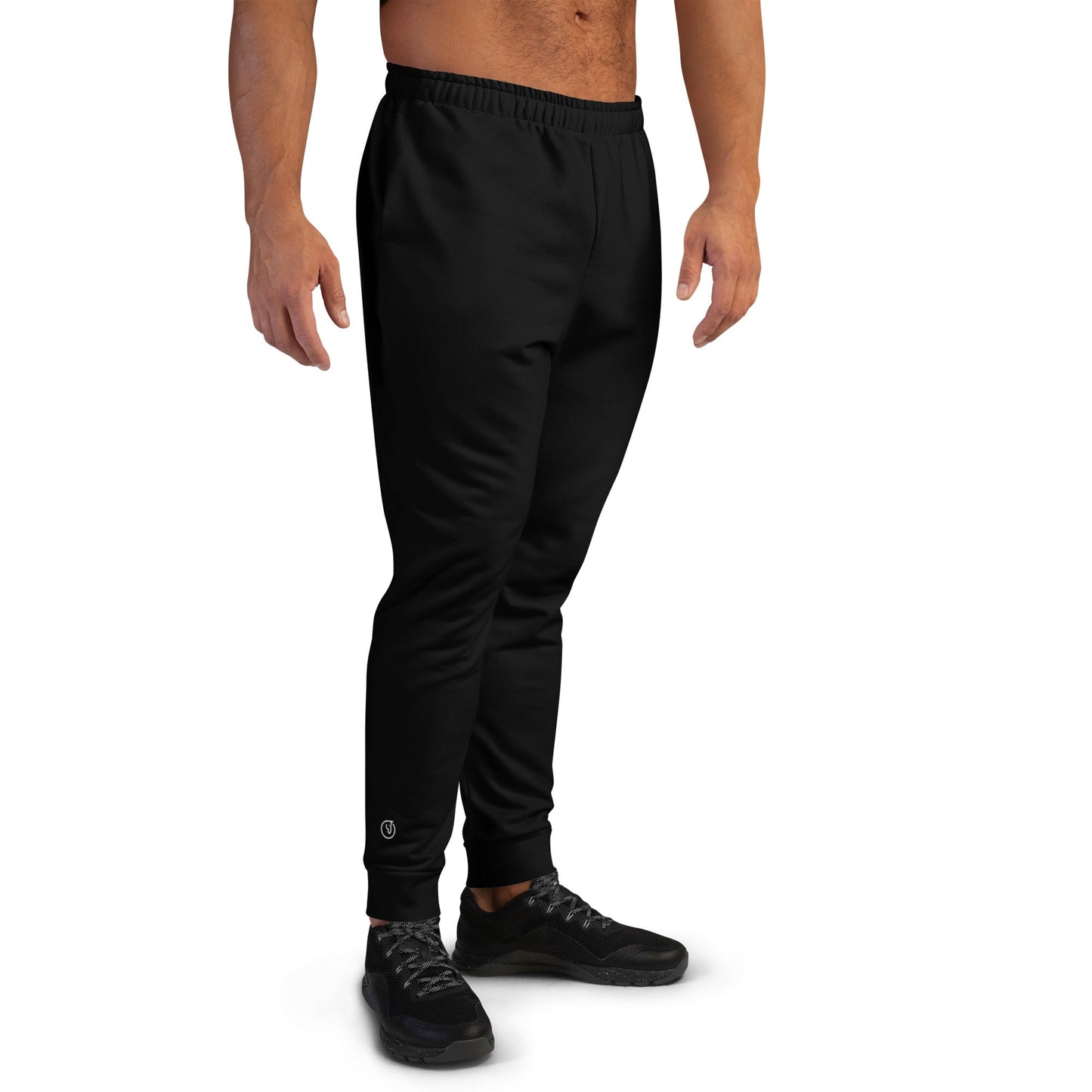 recycled all over print men's slim fit joggers black right