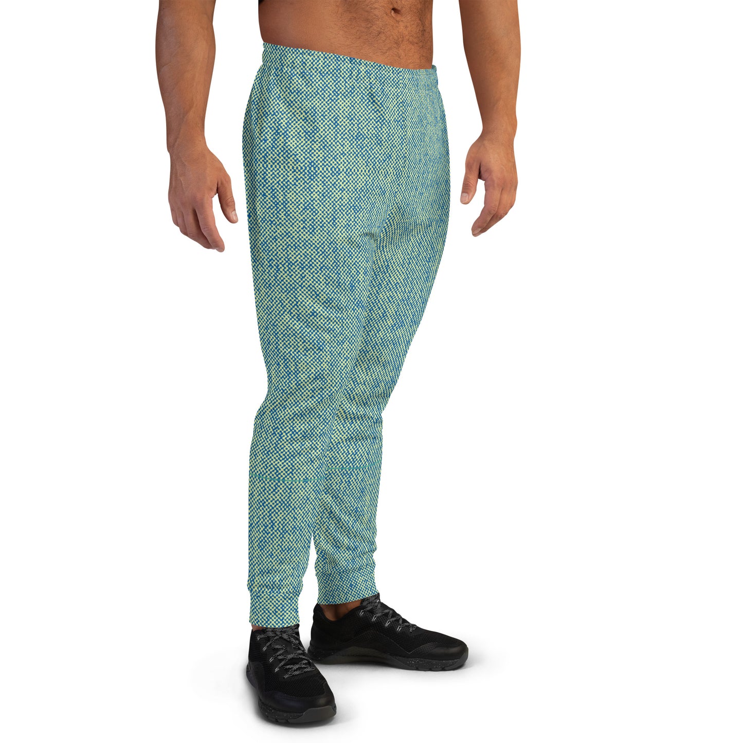 recycled all over print men's slim fit joggers green right