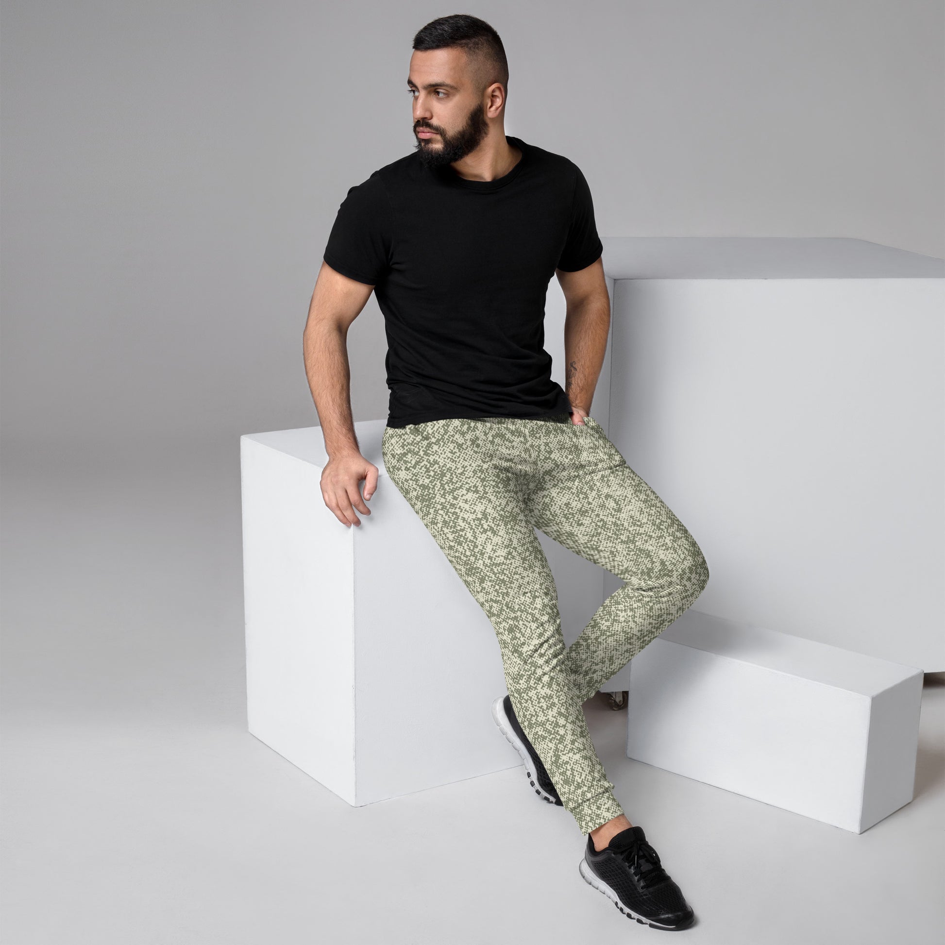 men's slim fit joggers recycled all over print green right