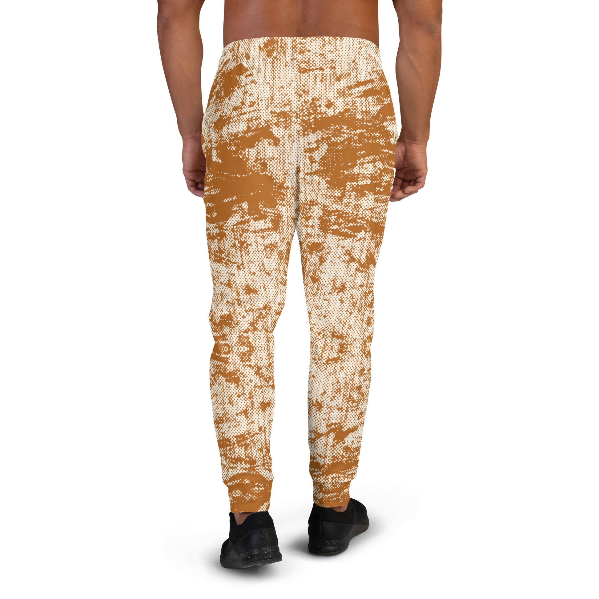 men's slim fit joggers all over print orange