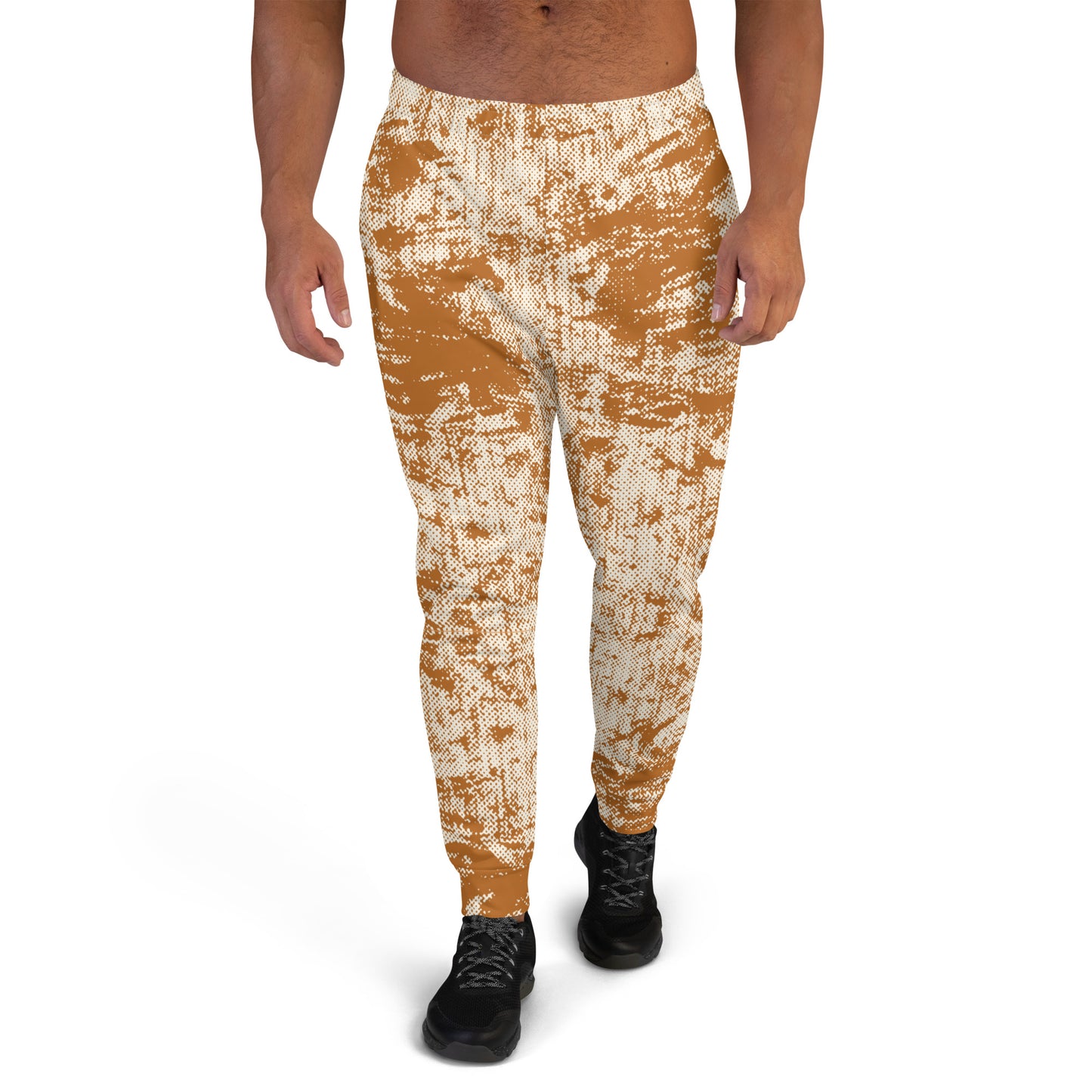 men's slim fit joggers all over print orange