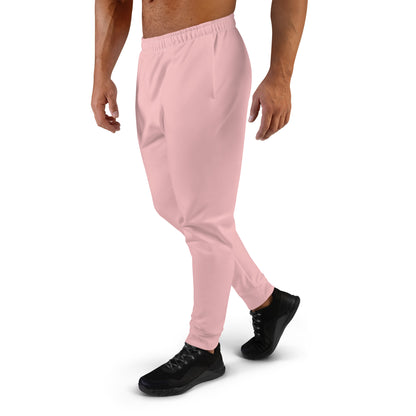 recycled all over print men's slim fit joggers pink left