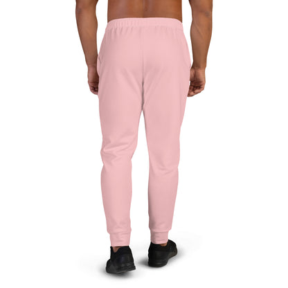 recycled all over print men's slim fit joggers pink back