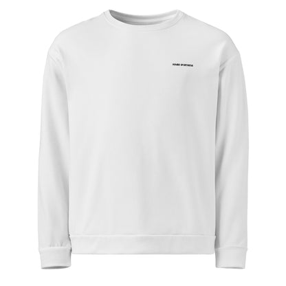 men's white long sleeve recycled sweatshirt 