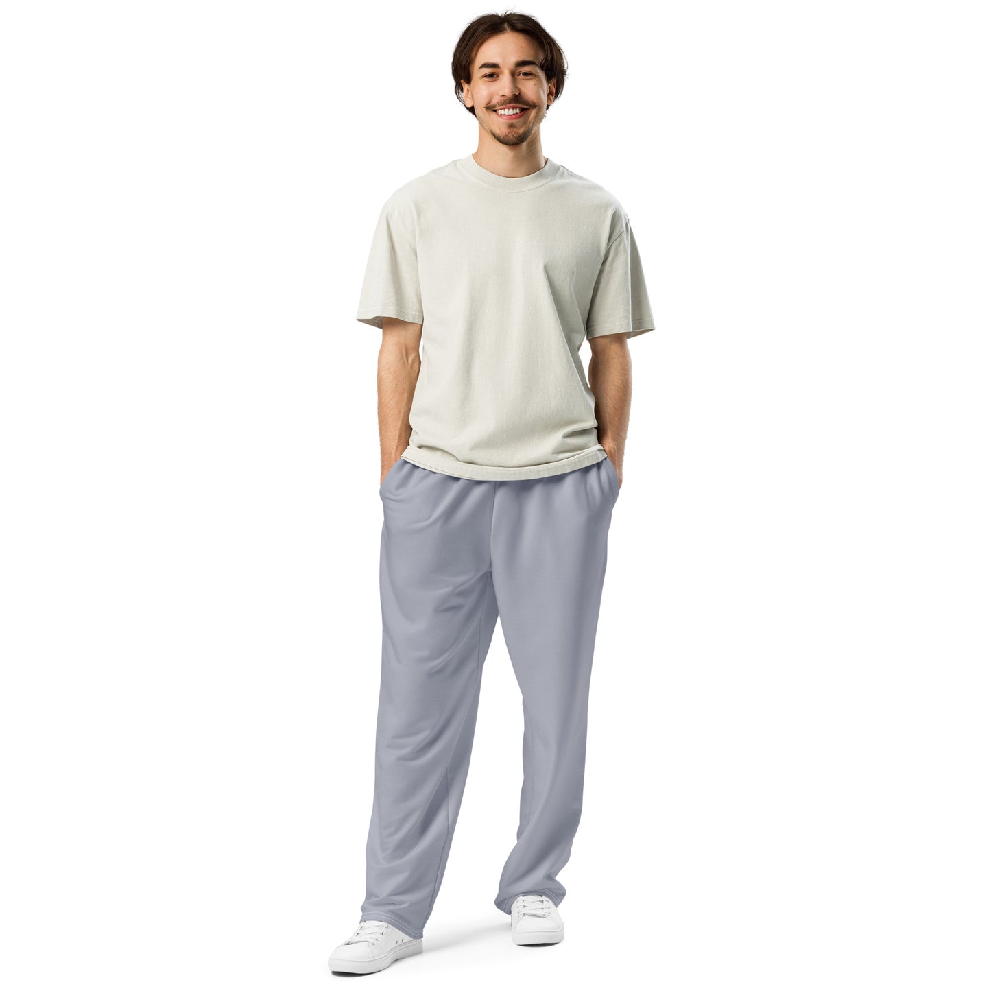 men's stone blue wide-leg joggers with pockets 