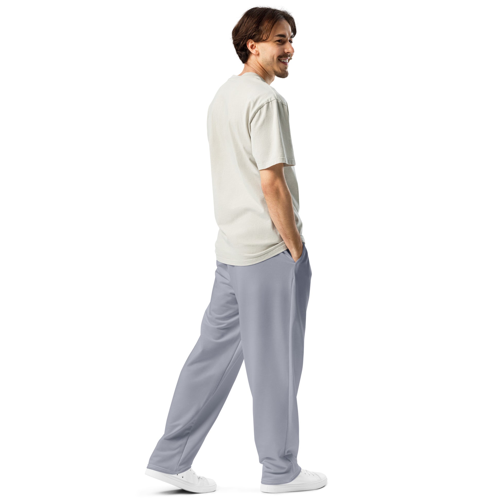 men's stone blue wide-leg joggers with pockets 