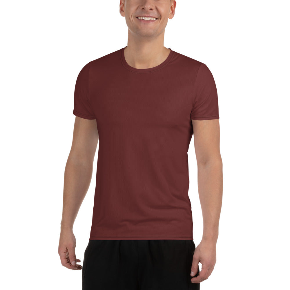 men's athletic mesh t-shirt short sleeve auburn red 