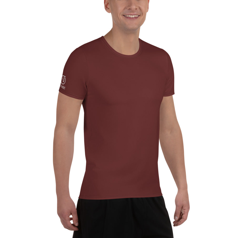 men's athletic mesh t-shirt short sleeve auburn red 