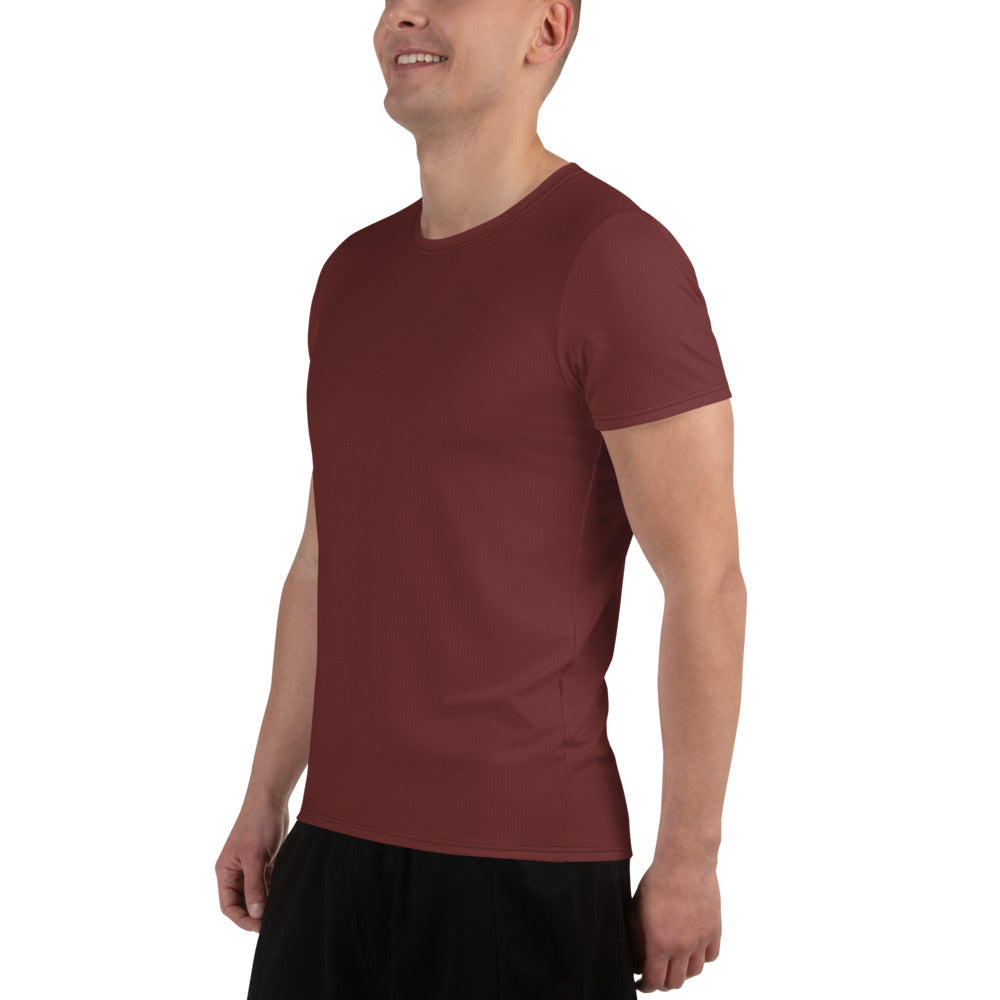 men's athletic mesh t-shirt short sleeve auburn red 