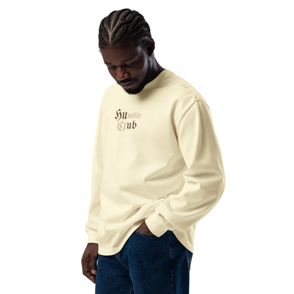 men's beige heavy weight crewneck sweatshirt front 