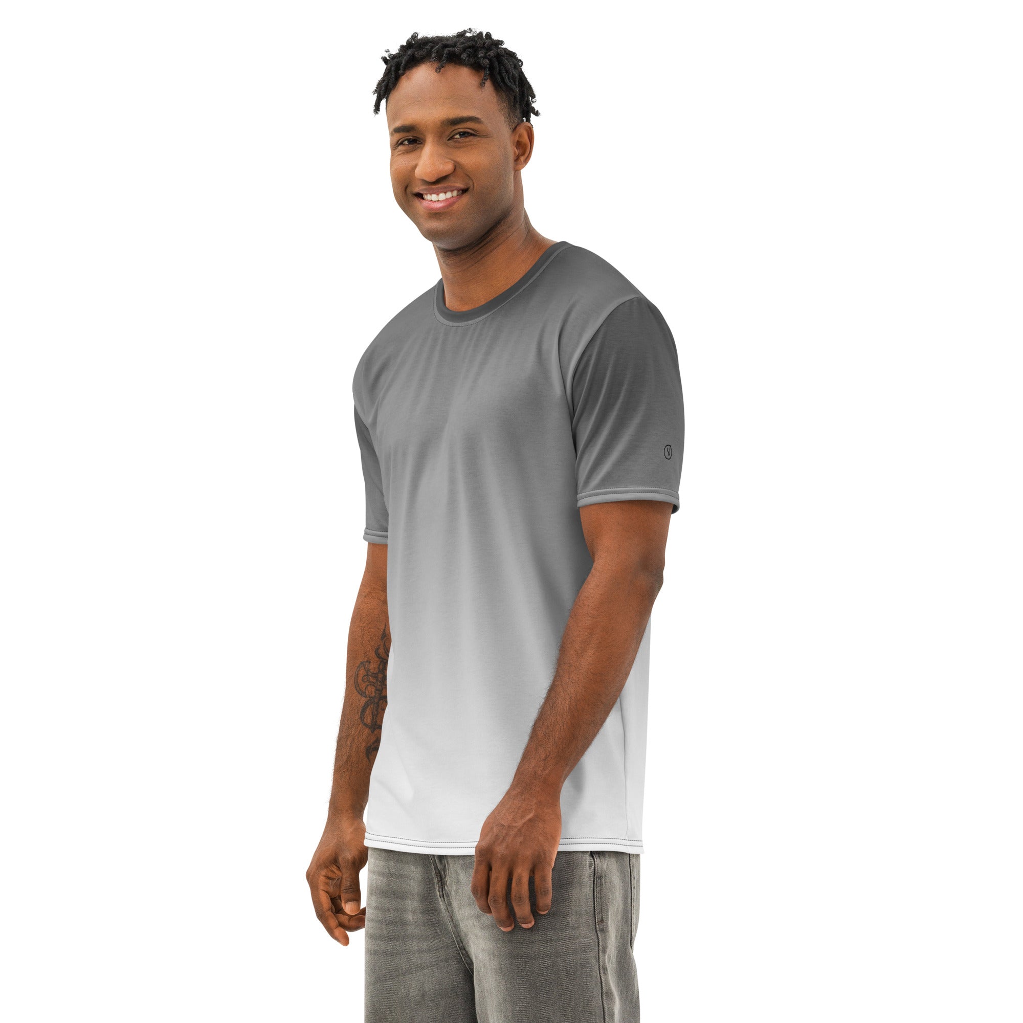 breathable black t-shirt with colorful ombre design