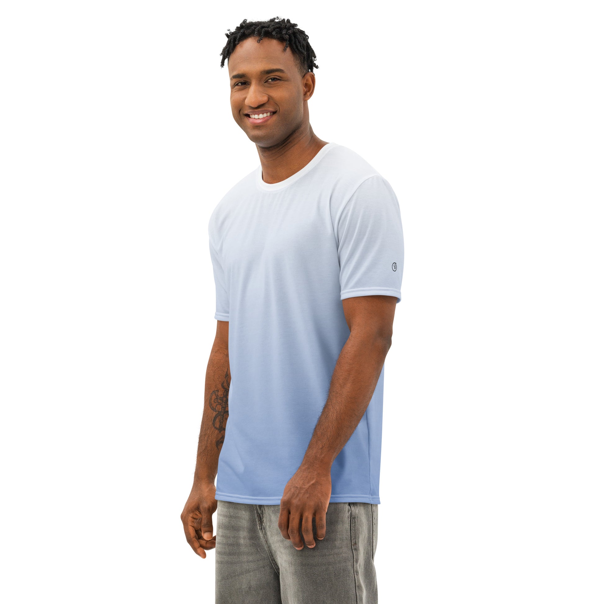 Men’s Blue Ombre Cotton Crew Neck T-Shirt - Mirfia