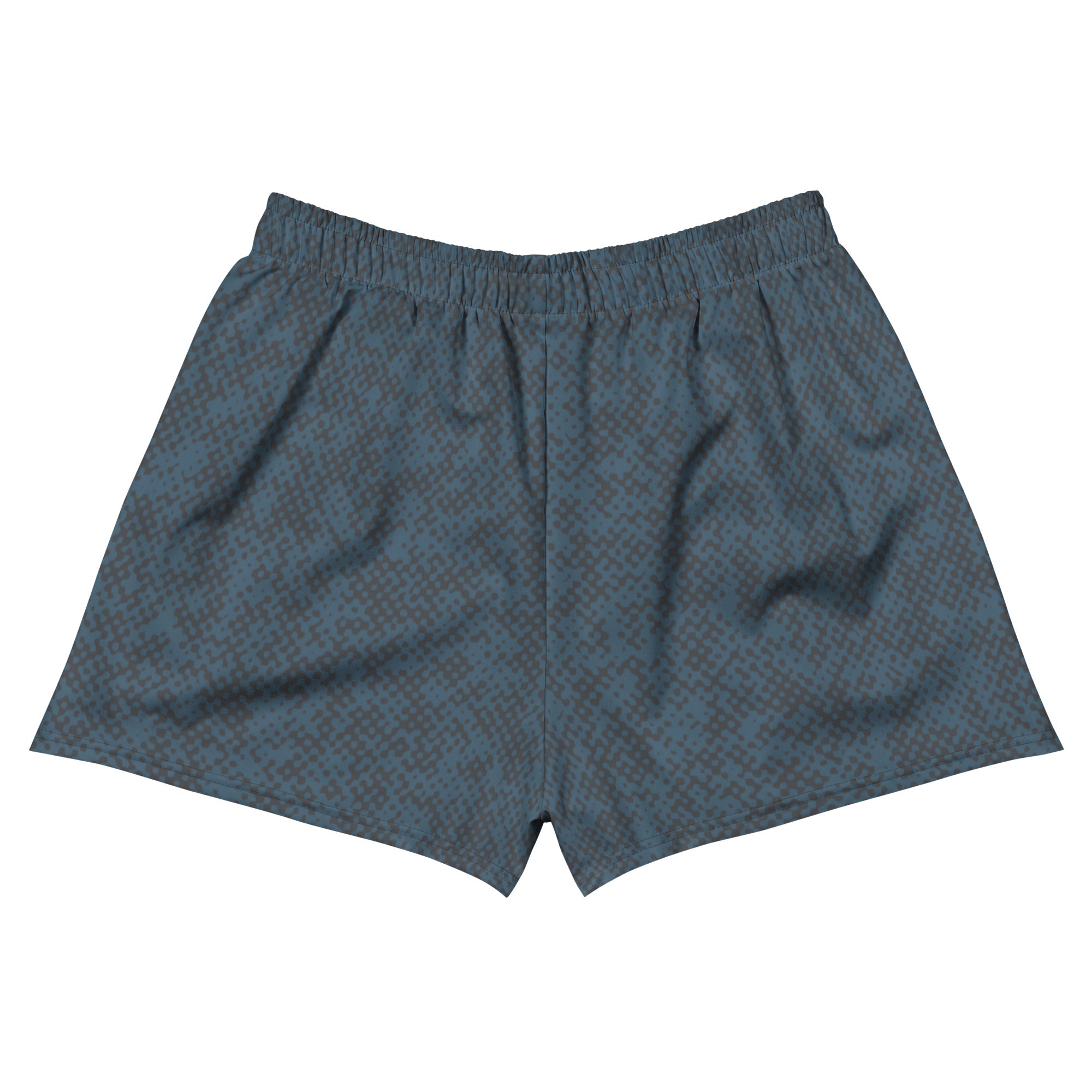back view of men's running shorts navy camo pattern