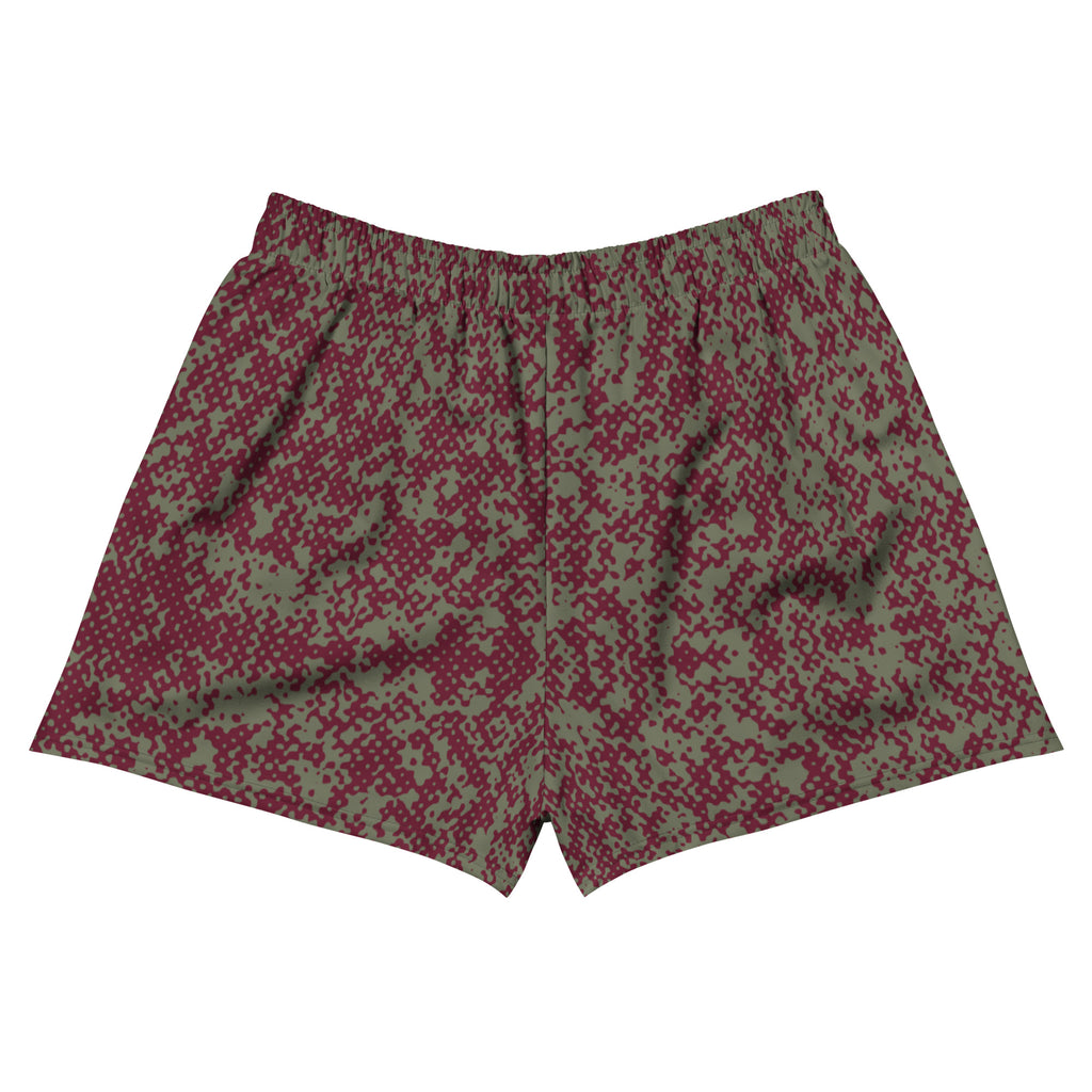  breathable men's red camouflage gym shorts back view