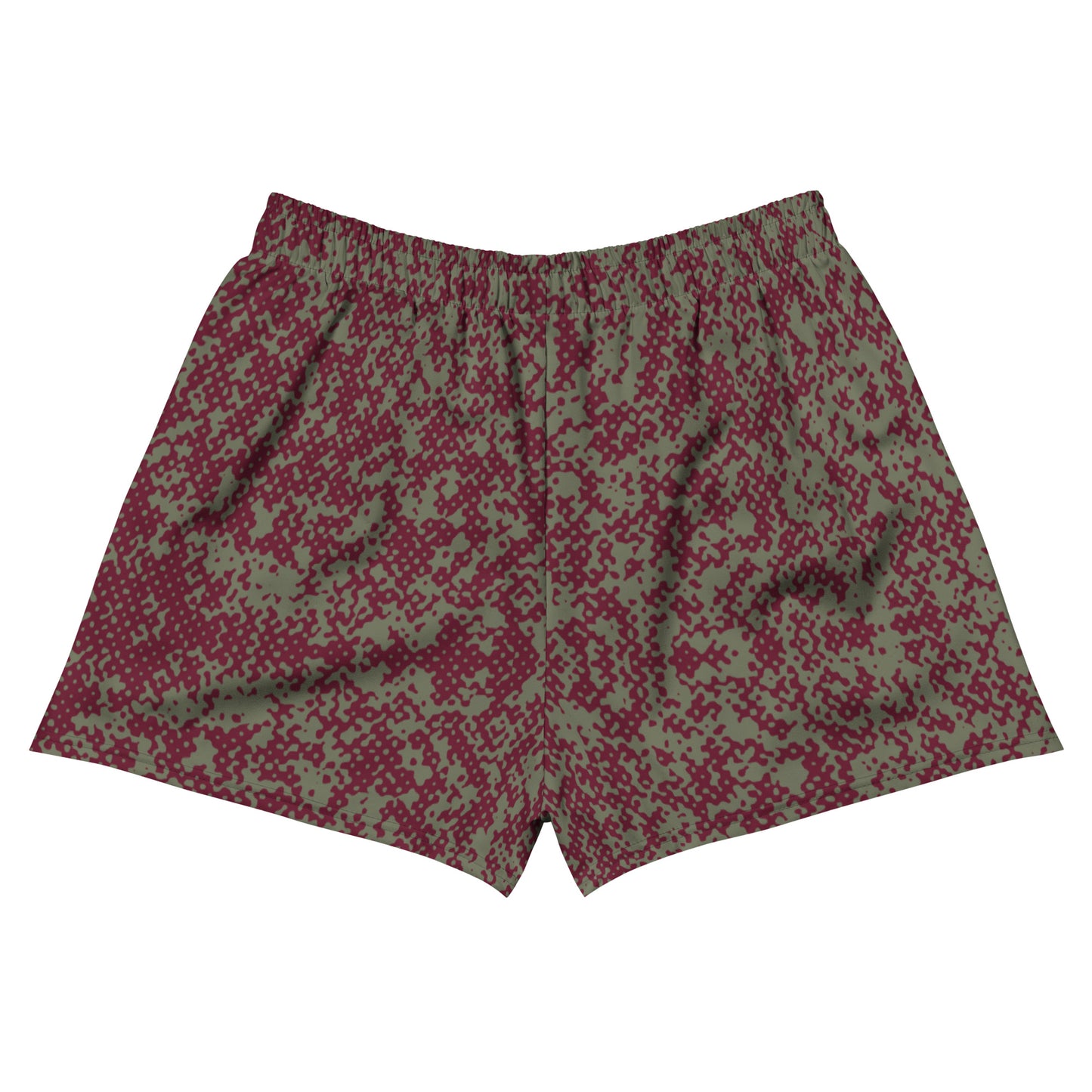  breathable men's red camouflage gym shorts back view