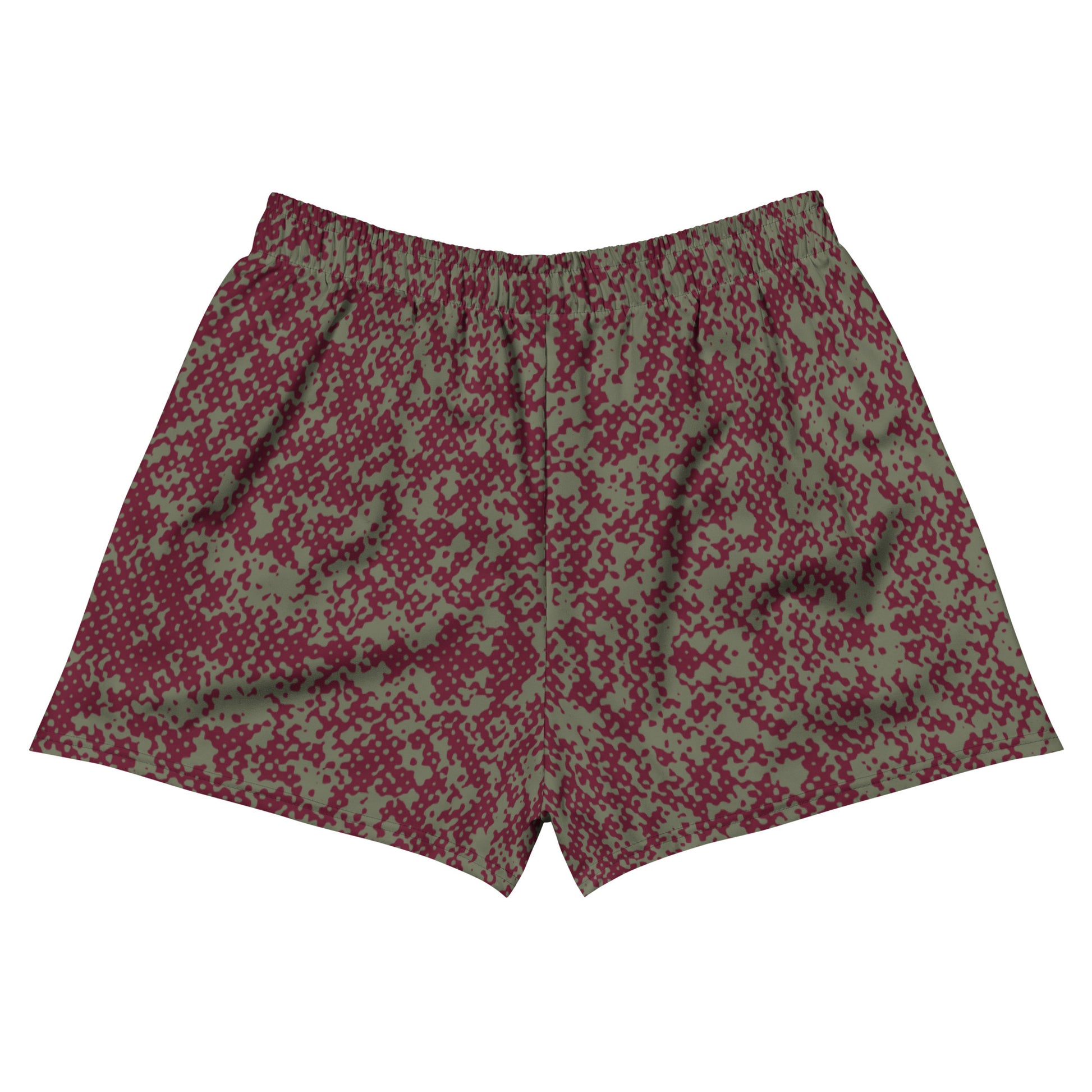  breathable men's red camouflage gym shorts back view