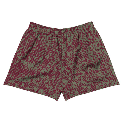  breathable men's red camouflage gym shorts back view