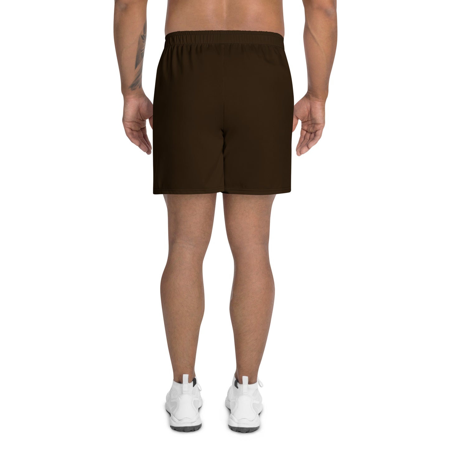 back view of breathable brown athletic shorts 