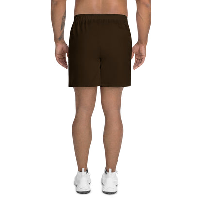 back view of breathable brown athletic shorts 