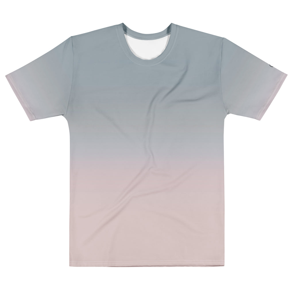 men's gradient blue cotton crew neck t-shirt flat lay