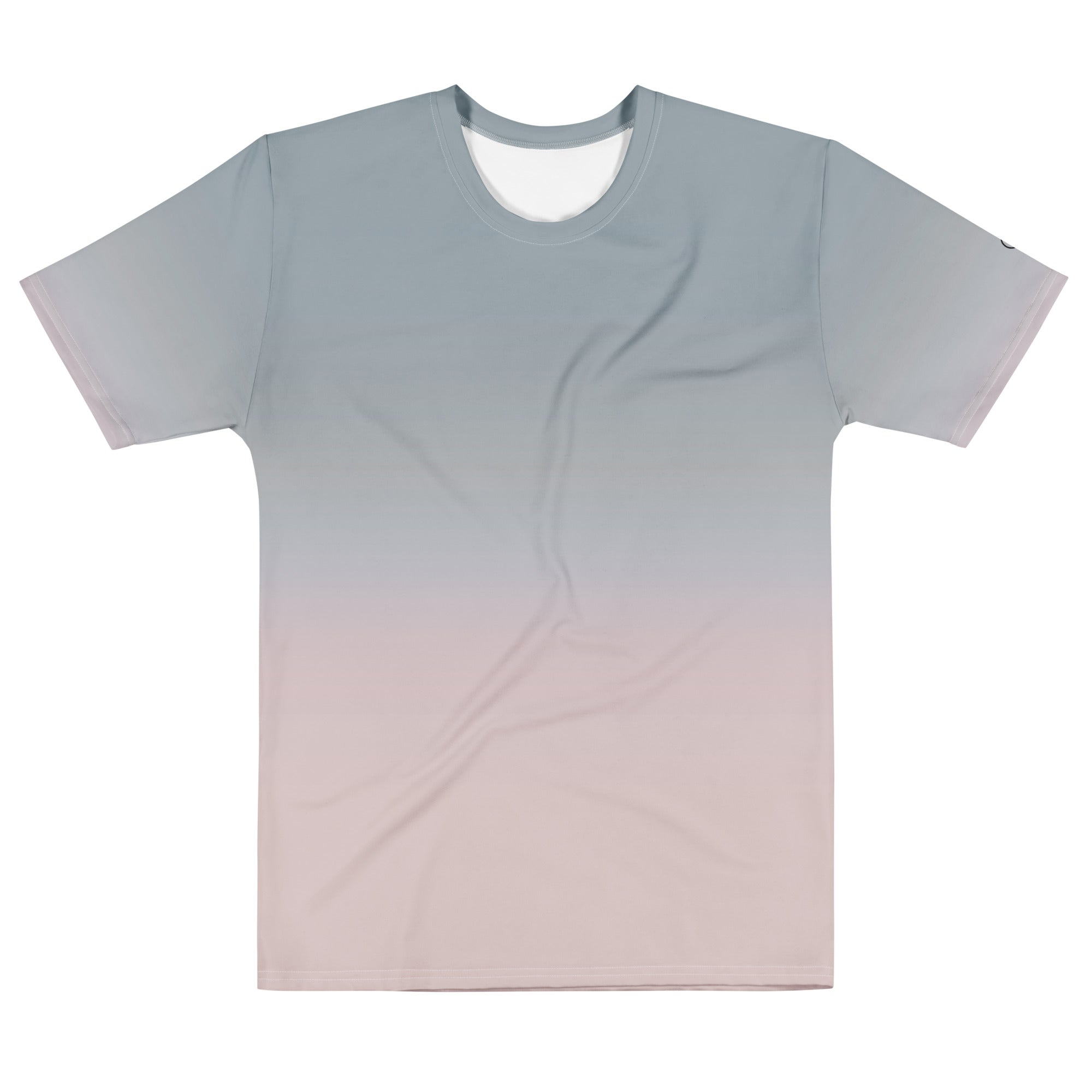 men's gradient blue cotton crew neck t-shirt flat lay