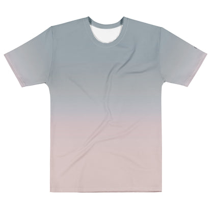 men's gradient blue cotton crew neck t-shirt flat lay