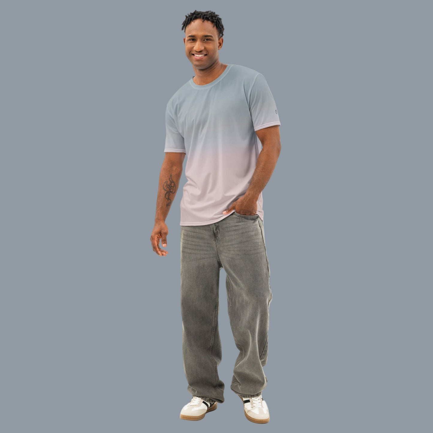 lightweight cotton t-shirt in blue gradient tones 