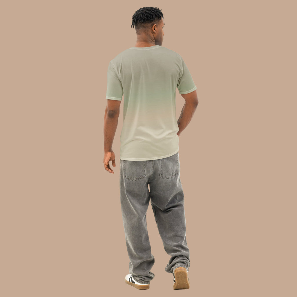 Men’s Gradient Green Cotton Crew Neck T-Shirt - Mirfia