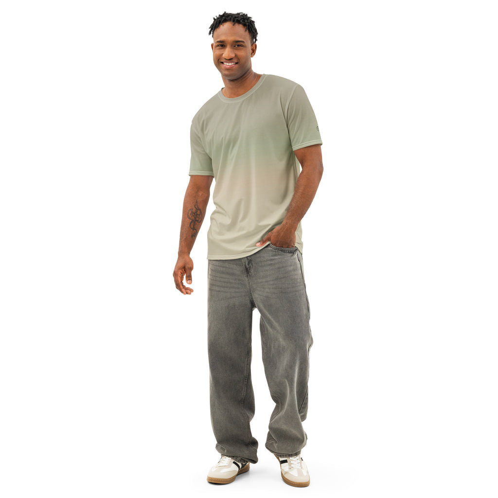 Men’s Gradient Green Cotton Crew Neck T-Shirt - Mirfia