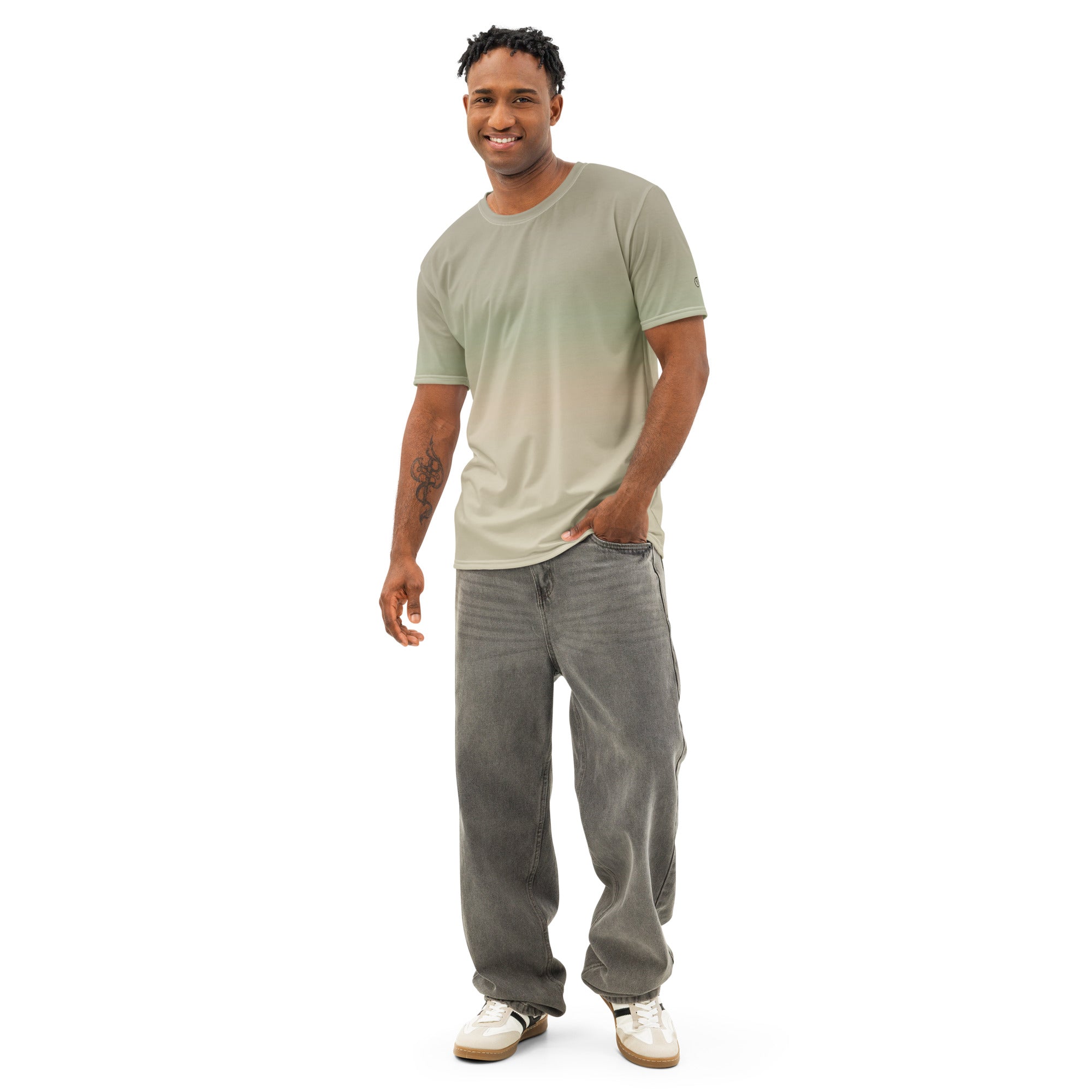 Men’s Gradient Green Cotton Crew Neck T-Shirt - Mirfia