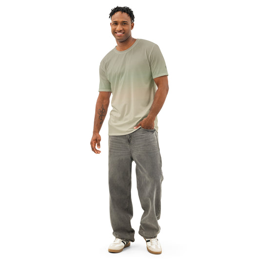 Men’s Gradient Green Cotton Crew Neck T-Shirt - Mirfia