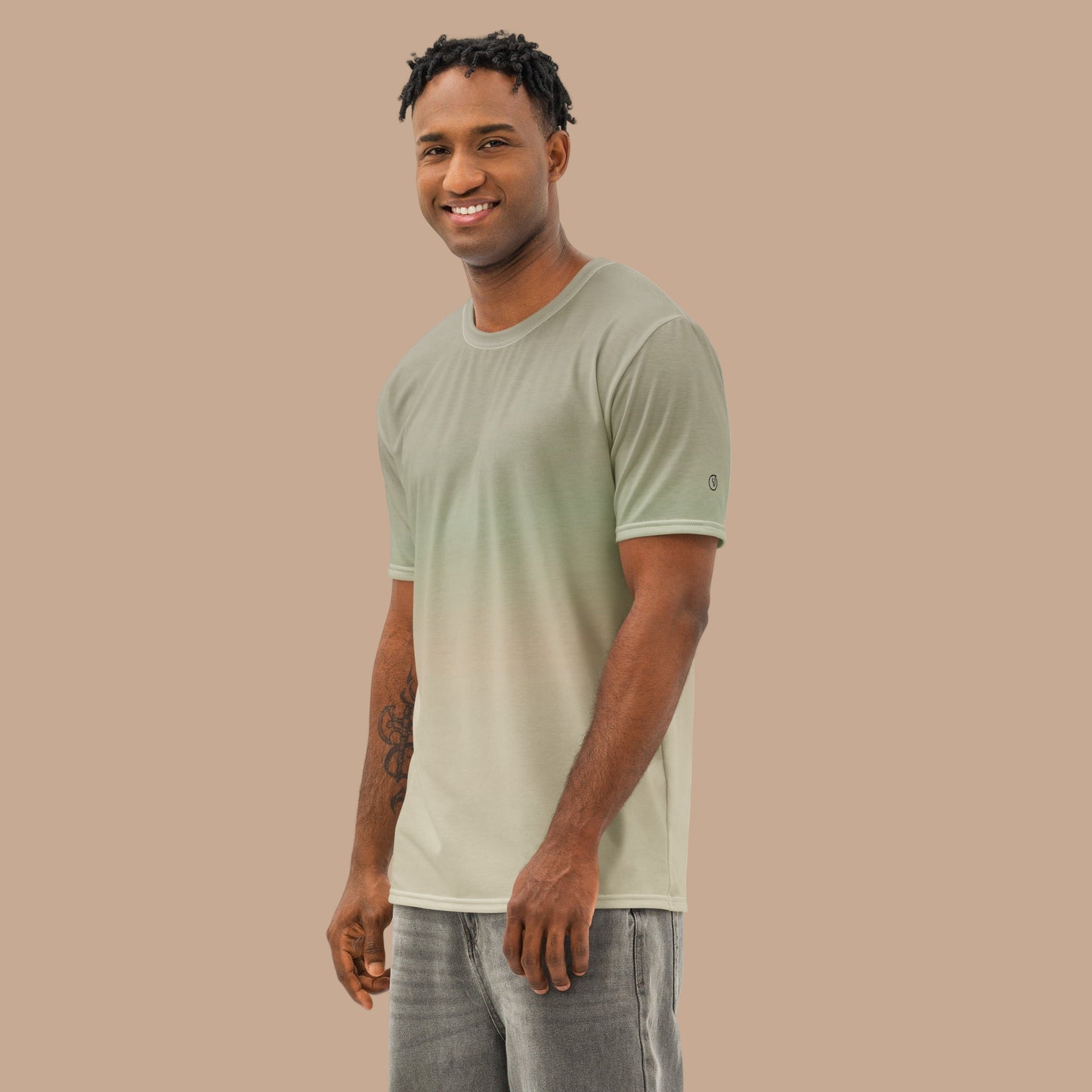 Men’s Gradient Green Cotton Crew Neck T-Shirt - Mirfia