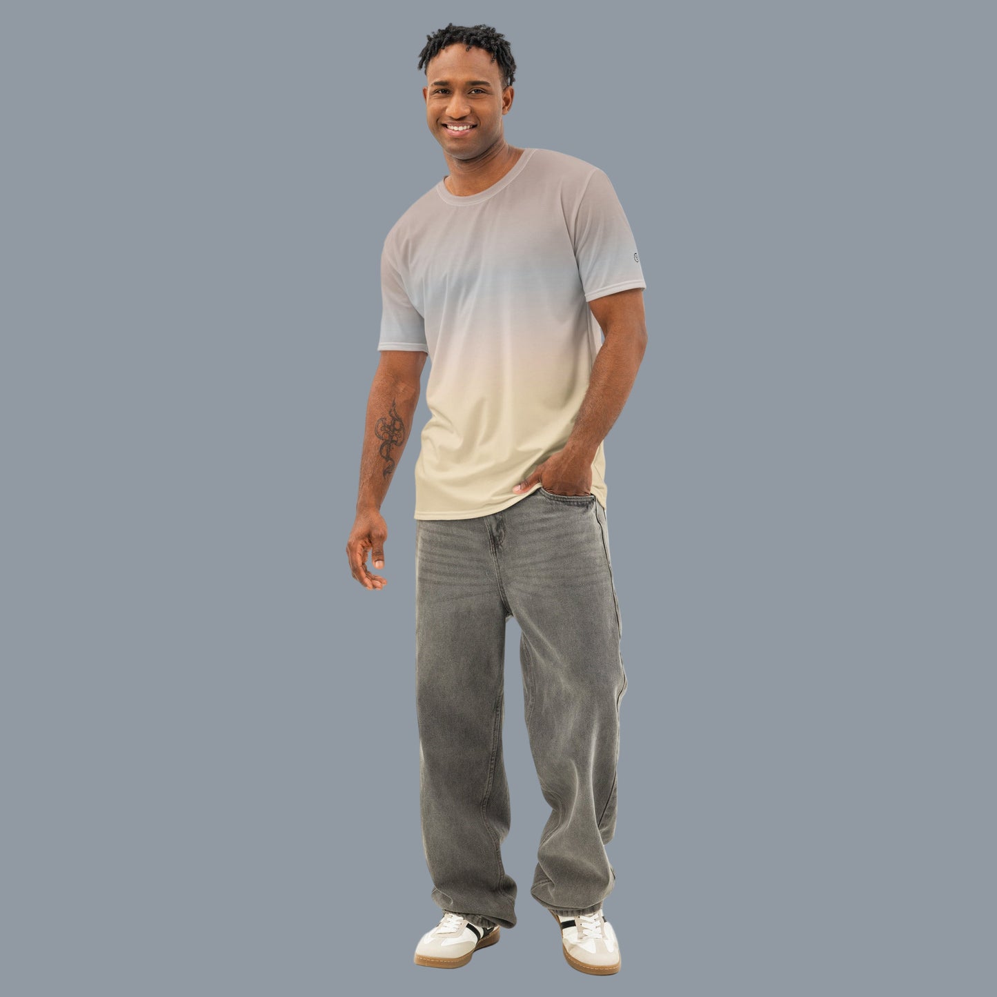 Men’s Gradient Yellow Cotton Crew Neck T-Shirt - Mirfia