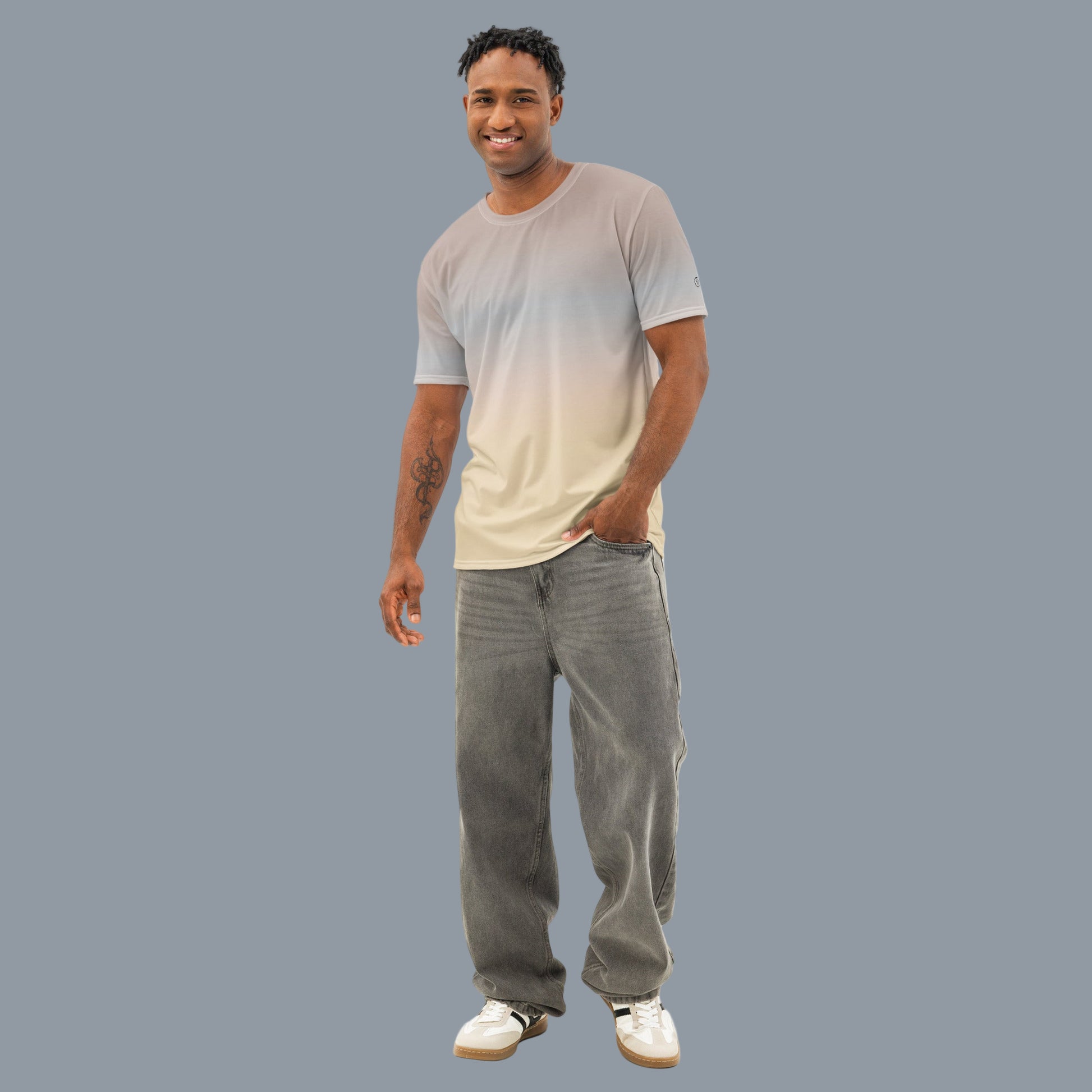 Men’s Gradient Yellow Cotton Crew Neck T-Shirt - Mirfia